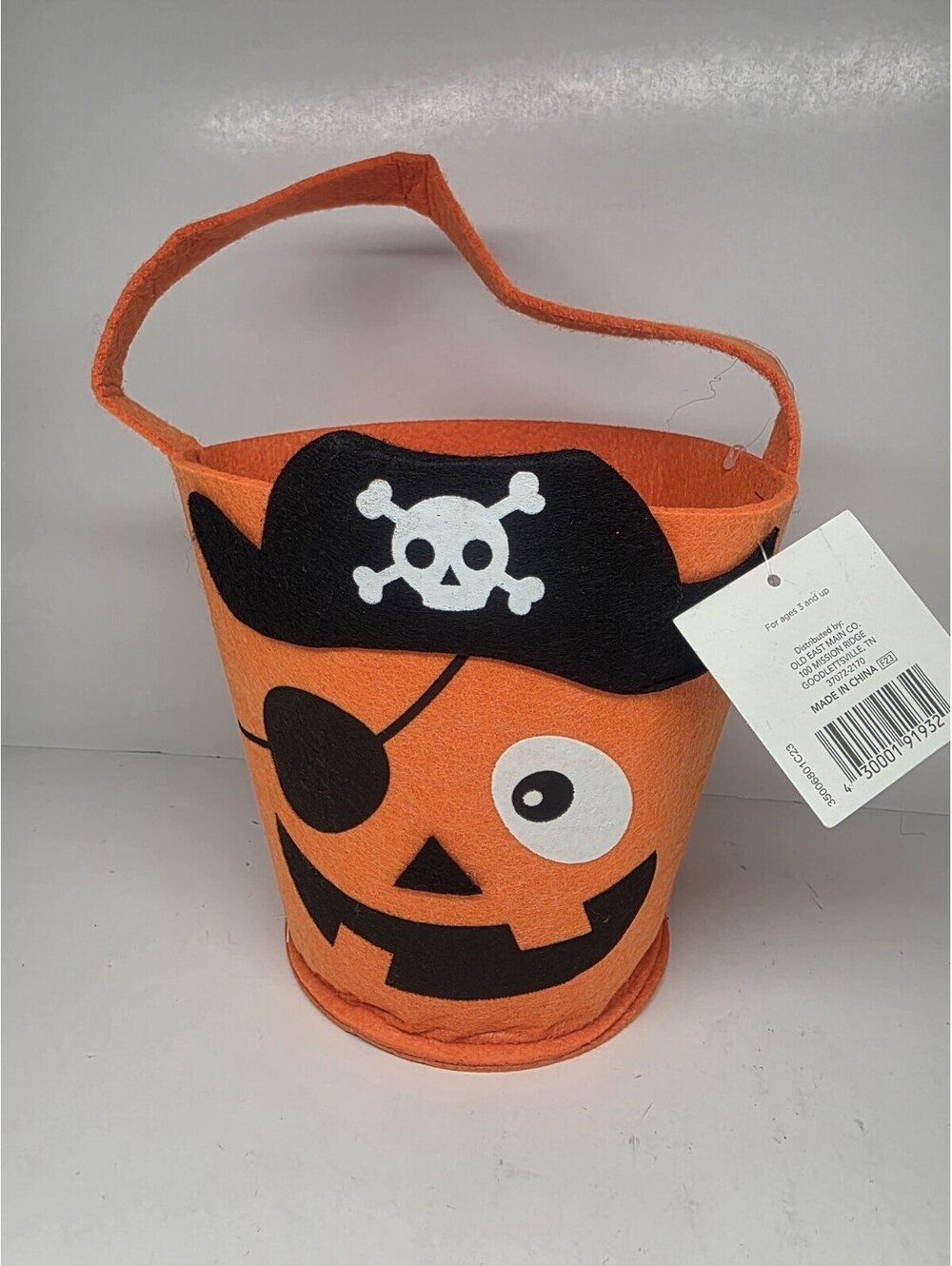 Halloween 7 Inch Felt Treat Bucket Trick or Treat Bag Pirate Pumpkin